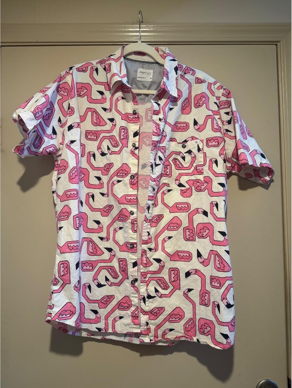 Sovereign Code XL Pink Flamingo Print Short Sleeve Shirt